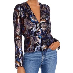 Ramy Brook Metallic Peplum Top